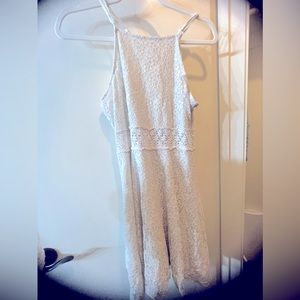 Lace white dress, halter neck
